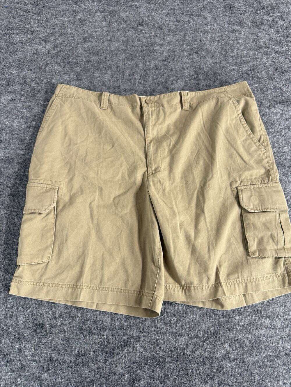 True Nation Cargo Shorts Mens 46 Khaki Beige Chino Flat Front Pockets N74